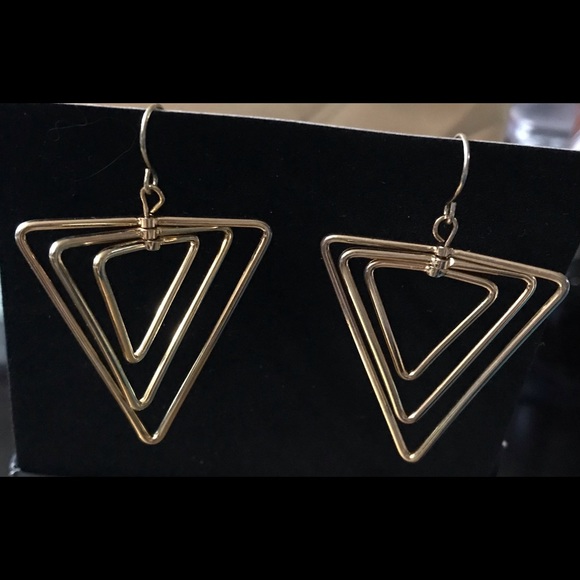 Gold Floating Triangle Earrings W/Gift Bag - Picture 5 of 6